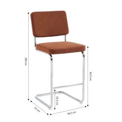 Lot de 2 tabourets mi-hauts JACK velours côtelé terracotta pied métal