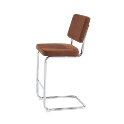 Lot de 2 tabourets mi-hauts JACK velours côtelé terracotta pied métal