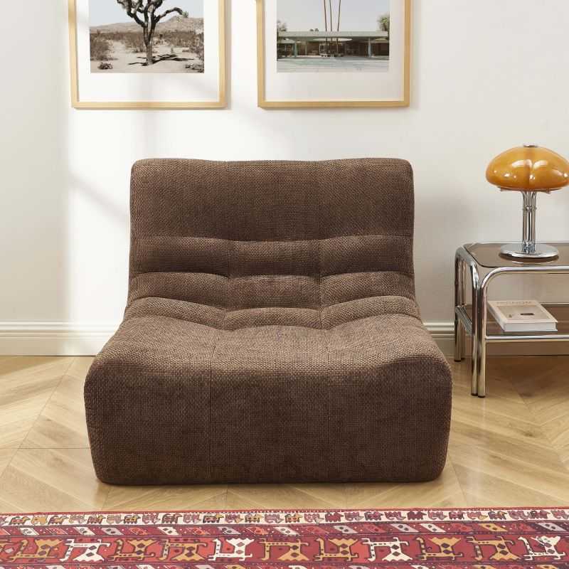 Chauffeuse JANIS modulable 1 place tissu chenille marron