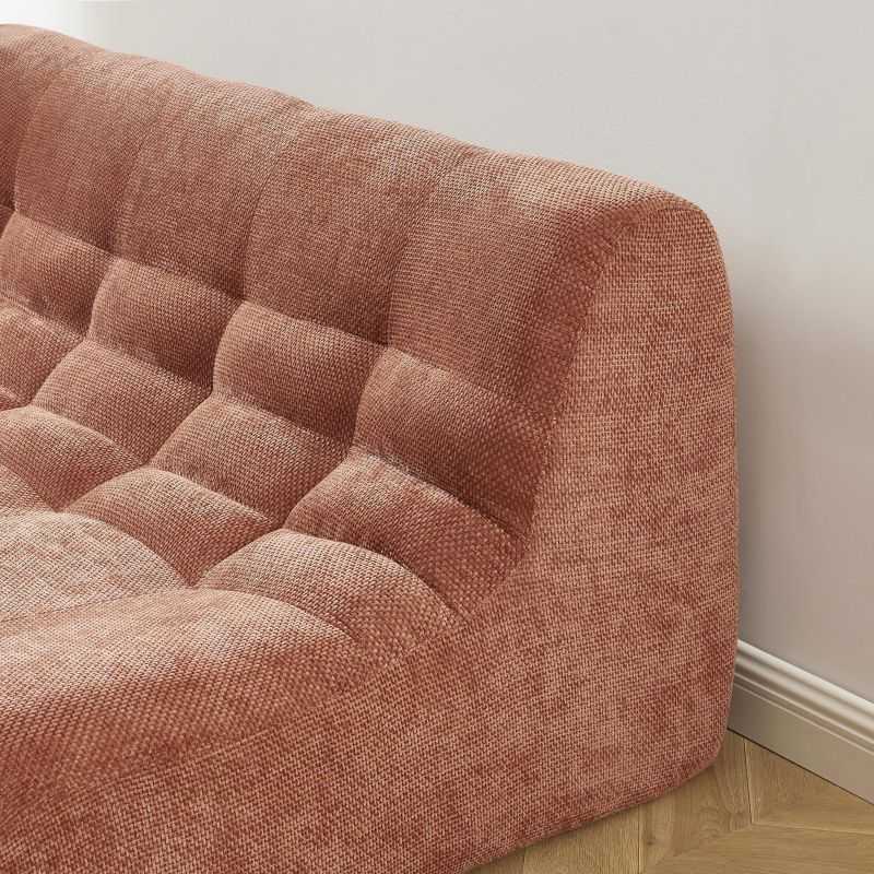 Banquette JANIS modulable 2 places tissu chenille terracotta