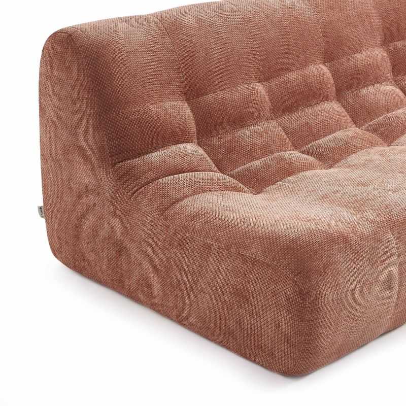Banquette JANIS modulable 2 places tissu chenille terracotta