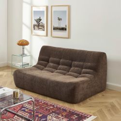 Banquette JANIS modulable 2 places tissu chenille marron