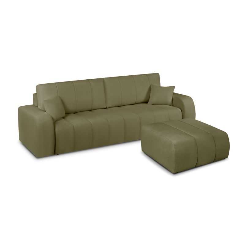 Canapé droit convertible BELEM 3 places tissu chenille vert