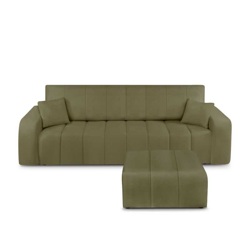Pouf BELEM tissu chenille vert kaki