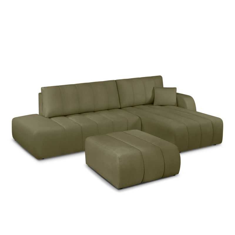 Pouf BELEM tissu chenille vert kaki