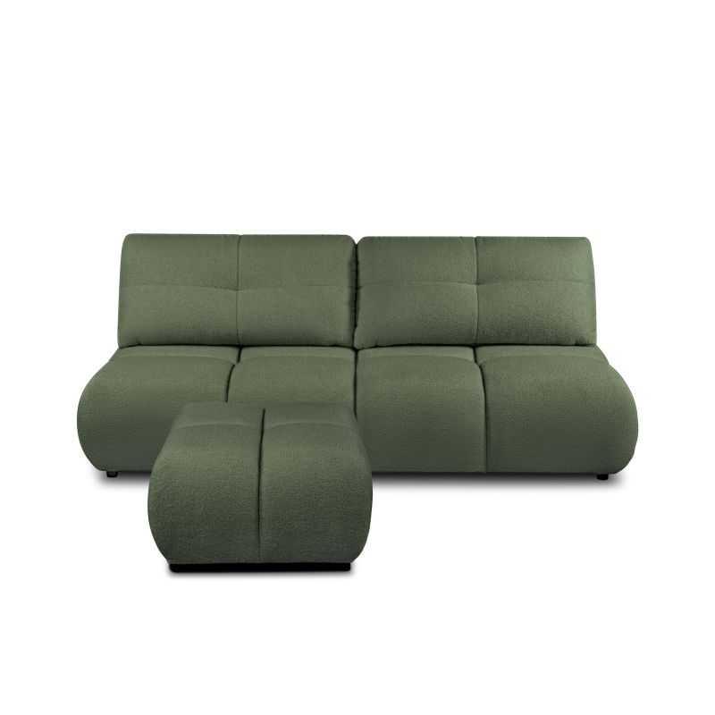 Pouf TASCA tissu bouclette vert kaki