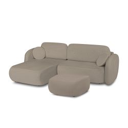 Canapé d'angle gauche convertible CARLOTTA 4 places tissu bouclette taupe
