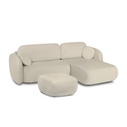 Pouf CARLOTTA tissu bouclette grège