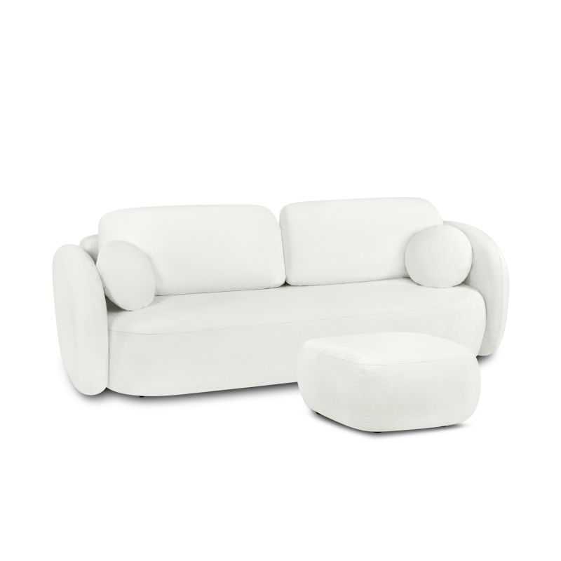 Pouf CARLOTTA tissu chenille écru