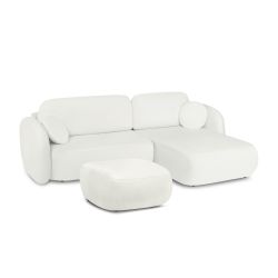 Pouf CARLOTTA tissu chenille écru