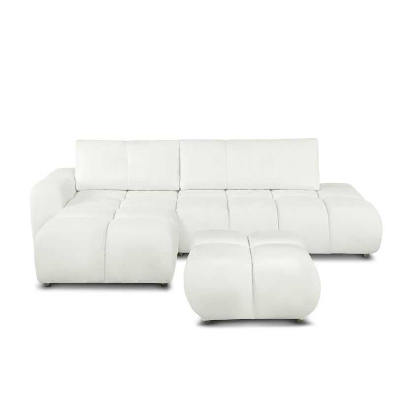 Canapé d'angle gauche convertible SORELLA 4 places tissu chenille écru