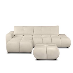 Canapé d'angle gauche convertible SORELLA 4 places tissu chenille grège