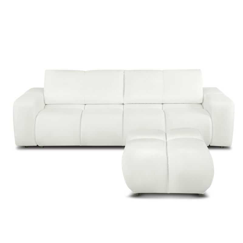 Canapé droit convertible SORELLA 3 places tissu chenille écru