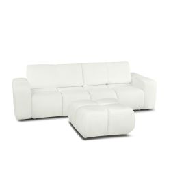 Canapé droit convertible SORELLA 3 places tissu chenille écru