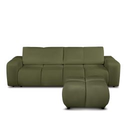 Canapé droit convertible SORELLA 3 places tissu chenille vert kaki
