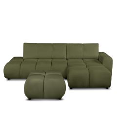 Pouf SORELLA tissu chenille vert kaki