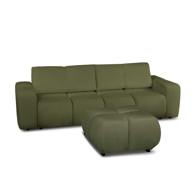 Pouf SORELLA tissu chenille vert kaki