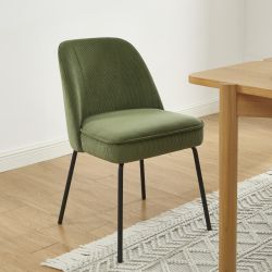 Lot de 2 chaises GINA velours côtelé kaki pieds métal noir