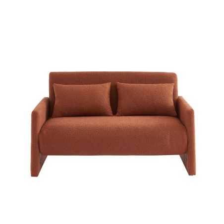 Canapé droit convertible JADE 2 places en tissu bouclette terracotta