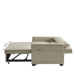 Canapé droit LENA convertible tissu grège 3 places