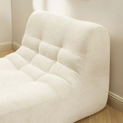 Ensemble banquette et chauffeuse JANIS modulable 3 places tissu chenille écru