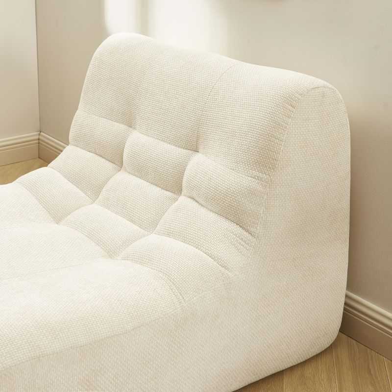 Ensemble banquette et chauffeuse JANIS modulable 3 places tissu chenille écru