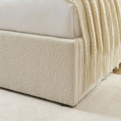 Lit coffre YUME tissu chenille beige 140x190 sommier inclus