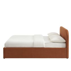 Lit coffre MOKA tissu rouille 140x190 sommier inclus