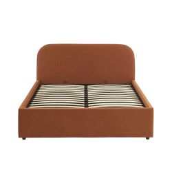 Lit coffre MOKA tissu rouille 140x190 sommier inclus