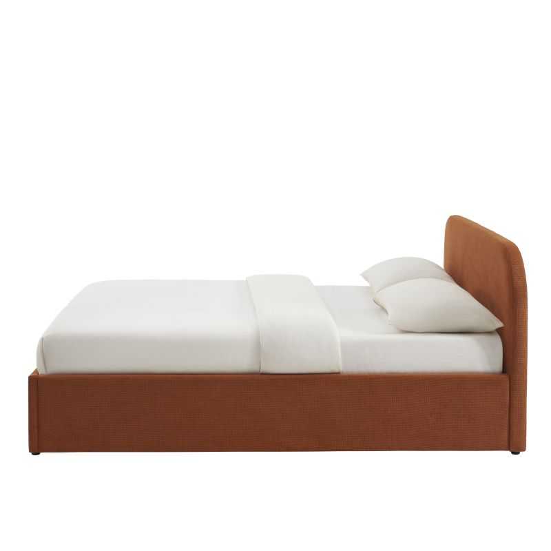 Lit coffre MOKA tissu rouille 160x200 sommier inclus