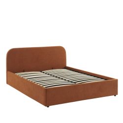 Lit coffre MOKA tissu rouille 160x200 sommier inclus