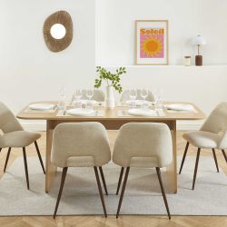 Table à manger LANGO rectangulaire effet chêne 180 cm