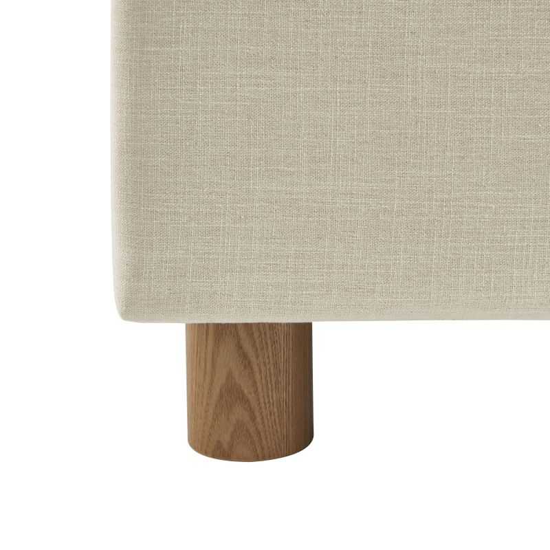Lit coffre KORALL 90x190 tissu beige lin sommier inclus