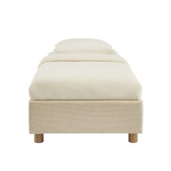 Lit coffre KORALL 90x190 velours côtelé beige sommier inclus