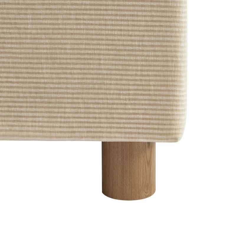 Lit coffre KORALL 90x190 velours côtelé beige sommier inclus
