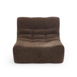 Ensemble banquette et chauffeuse JANIS modulable 3 places tissu chenille marron