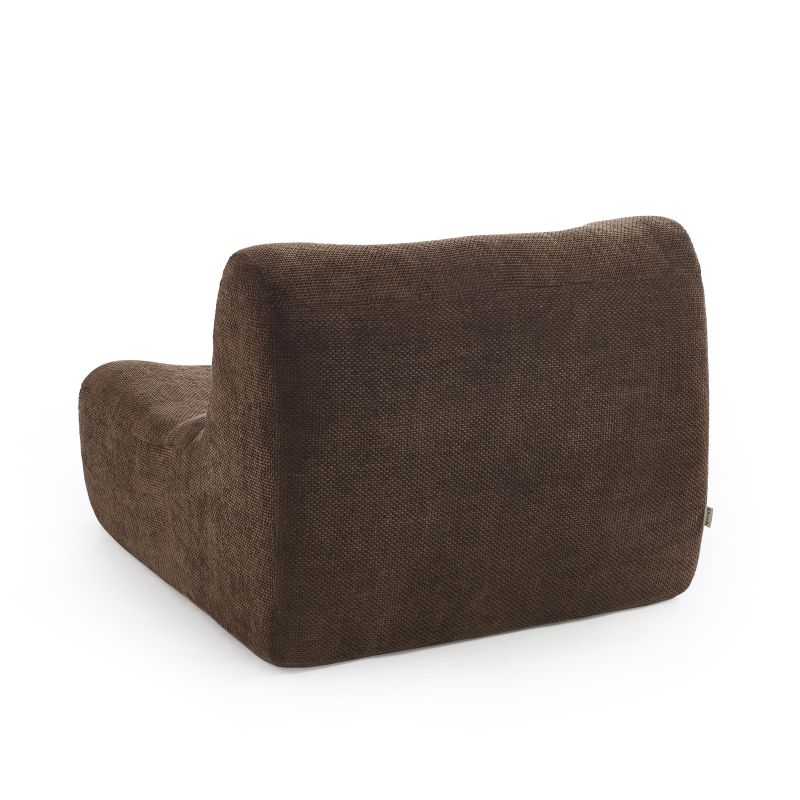 Ensemble banquette et chauffeuse JANIS modulable 3 places tissu chenille marron