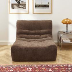 Ensemble banquette et chauffeuse JANIS modulable 3 places tissu chenille marron