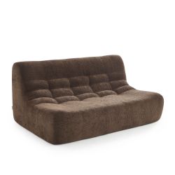 Ensemble banquette et chauffeuse JANIS modulable 3 places tissu chenille marron
