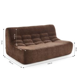 Ensemble banquette et chauffeuse JANIS modulable 3 places tissu chenille marron