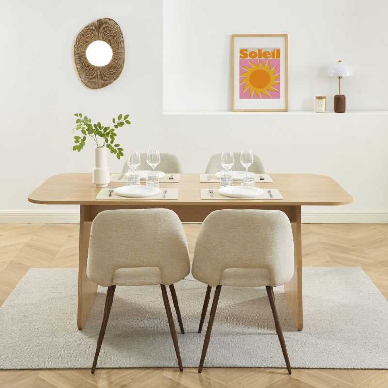 Table à manger LANGO rectangulaire effet chêne 180 cm