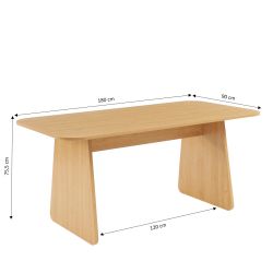 Table à manger LANGO rectangulaire effet chêne 180 cm