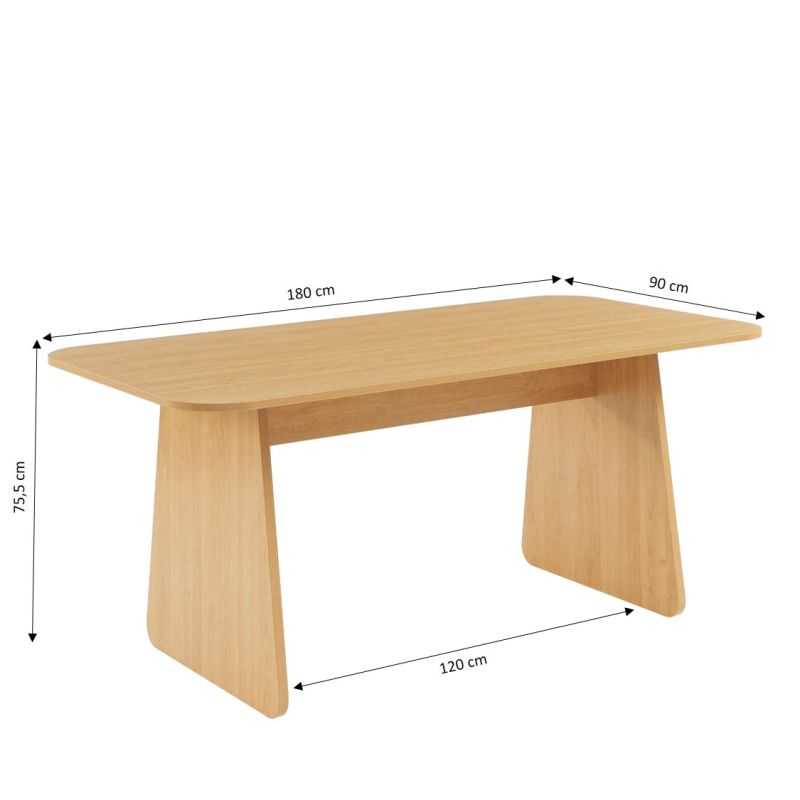 Table à manger LANGO rectangulaire effet chêne 180 cm