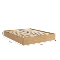 Cadre de lit à tiroirs AMANA 160x200 cannage rotin sommier inclus