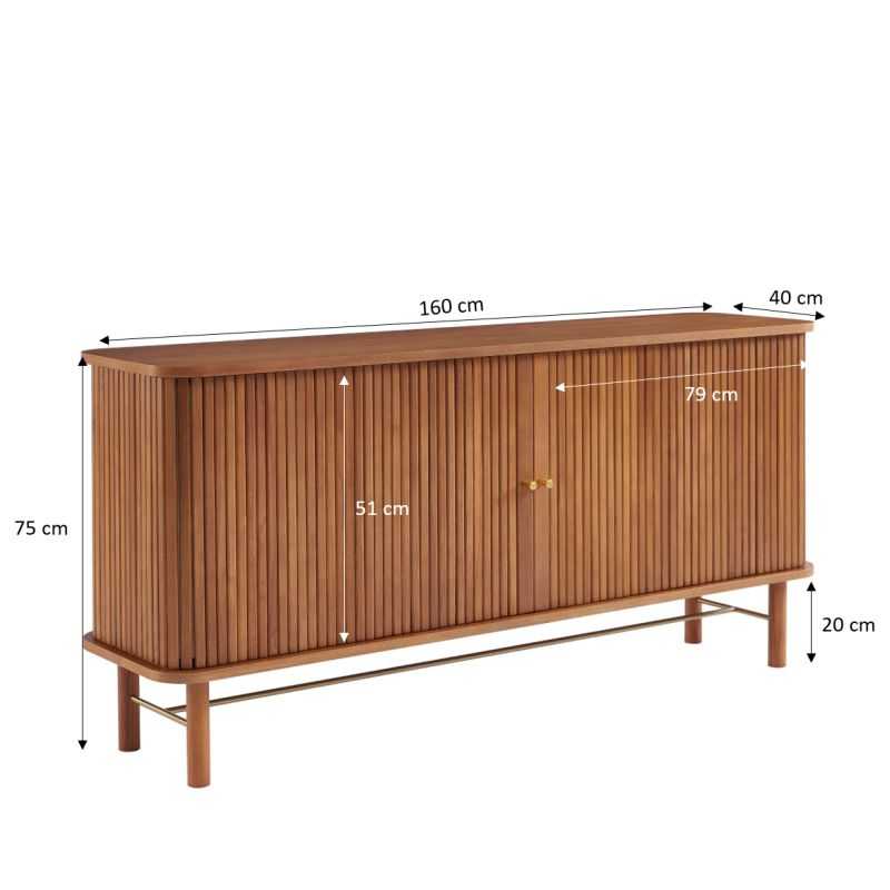 Buffet ERNEST frêne foncé 2 portes tambour 160cm