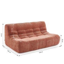 Ensemble banquette et chauffeuse JANIS modulable 3 places tissu chenille terracotta