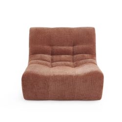 Ensemble banquette et chauffeuse JANIS modulable 3 places tissu chenille terracotta