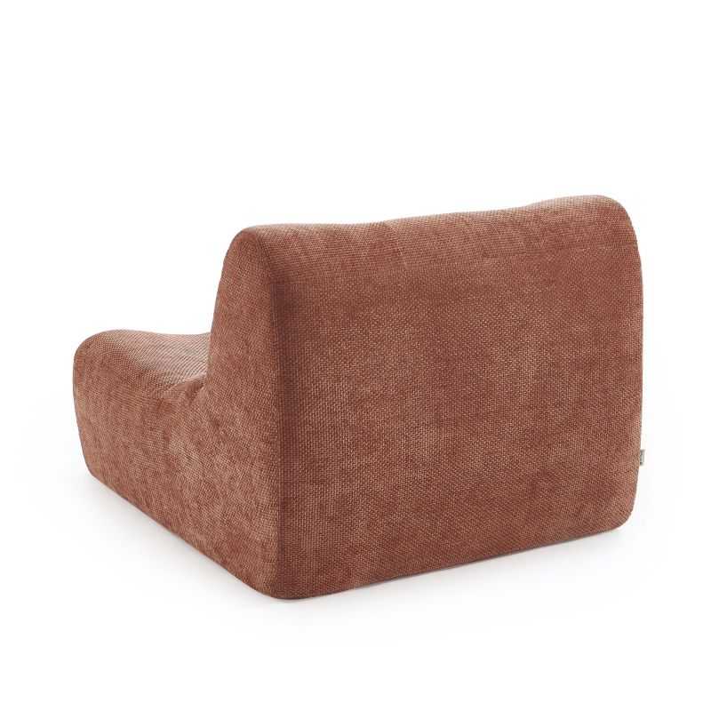 Ensemble banquette et chauffeuse JANIS modulable 3 places tissu chenille terracotta