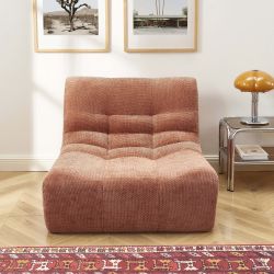Ensemble banquette et chauffeuse JANIS modulable 3 places tissu chenille terracotta