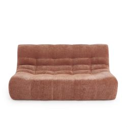 Ensemble banquette et chauffeuse JANIS modulable 3 places tissu chenille terracotta